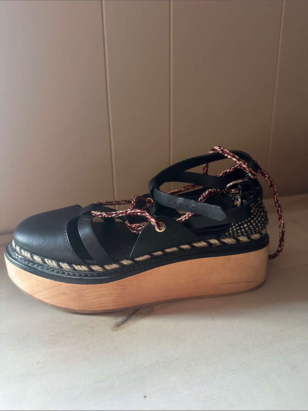 Ulla Johnson Salinas Twisted Rope Leather Flatform sandals - Picture 1 of 15
